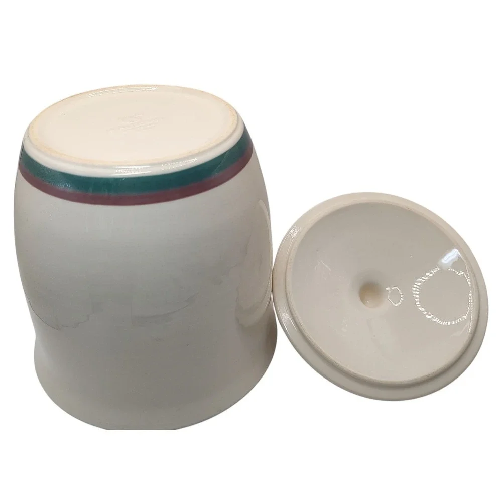 Pfaltzgraff Juniper‎ Large Canister with Lid Cream Green and Pink Food Storage